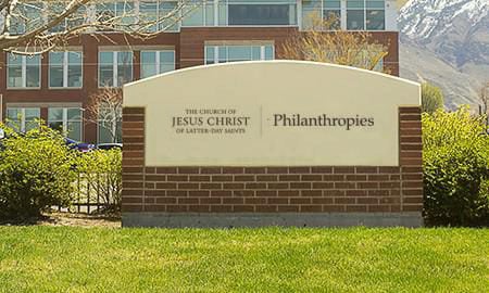 Philanthropies sign in front of the building