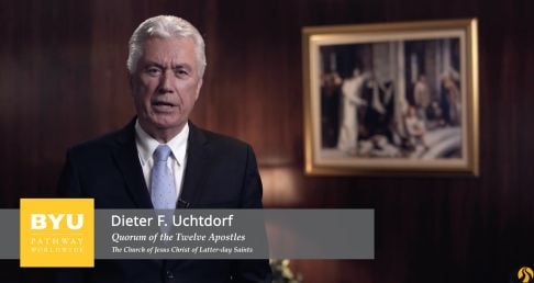 Elder Uchtdorf delivers a call to continue serving to returned missionaries.