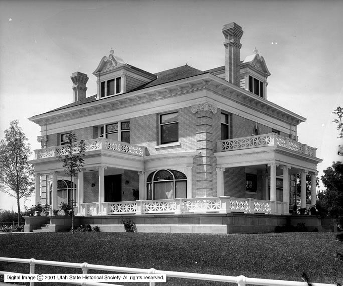 Jesse Knight Home, black and white historical photo