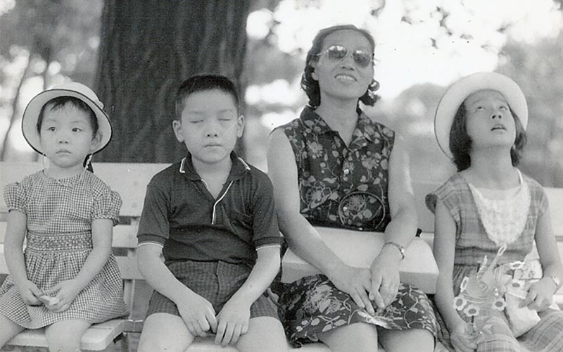 Black and white photo of the Chiang family
