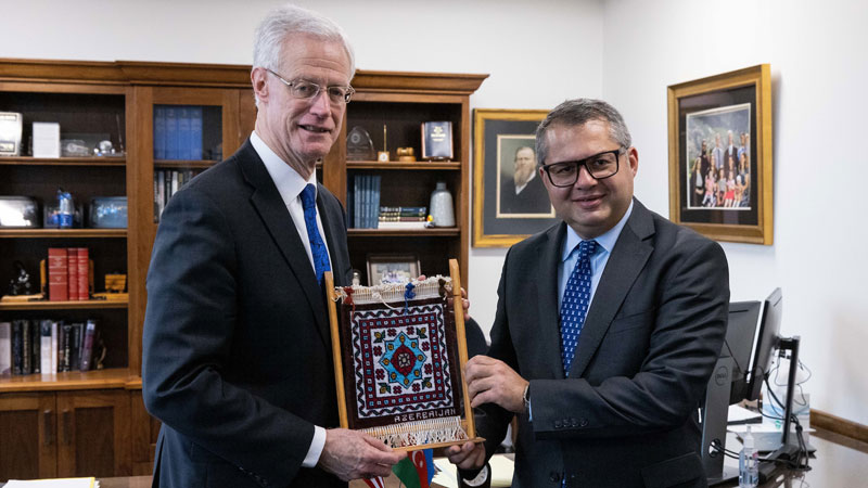 President Worthen with Azerbaijani ambassador