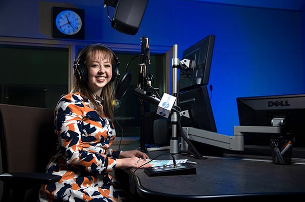 Ciara Hulet smiling in the BYU Radio studio.