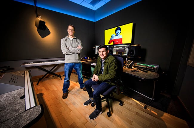 Two male students in the Studio C studio.