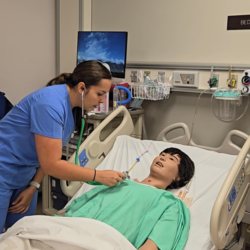 Gloria Arredondo Chavez, a BYU Nursing student, in a nursing class.