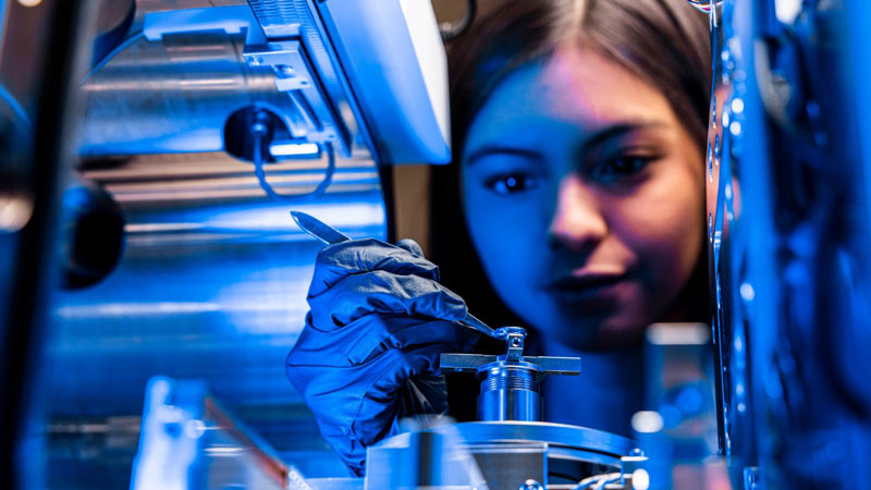 Michelle Arias develops carbon nanotubes for use in medical devices at an engineering lab at BYU.