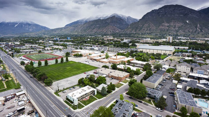 Aerial image of site where BYU Medical School will be built.