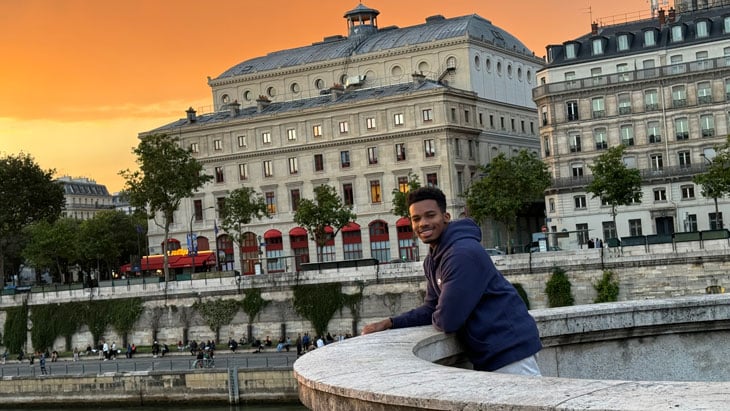 Jahari Williams, a BYU student, in France during his study abroad trip