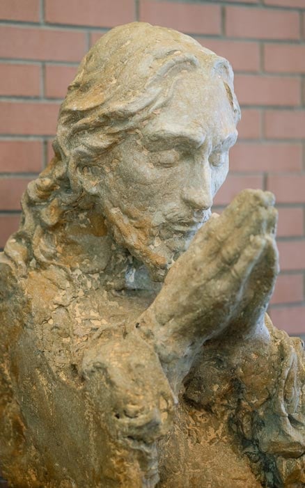 Praying Christ statue, anonymously donated to Ensign College