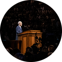 President Russell M. Nelson giving a speech at BYU