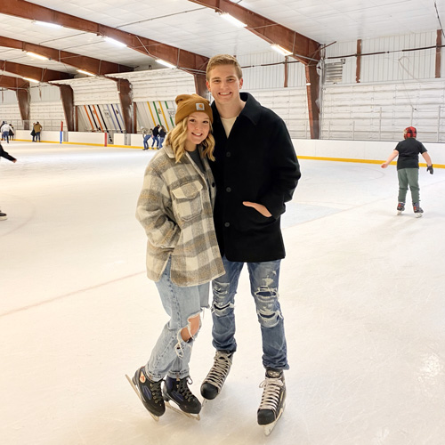 Michael Merrill and his wife while ice skating