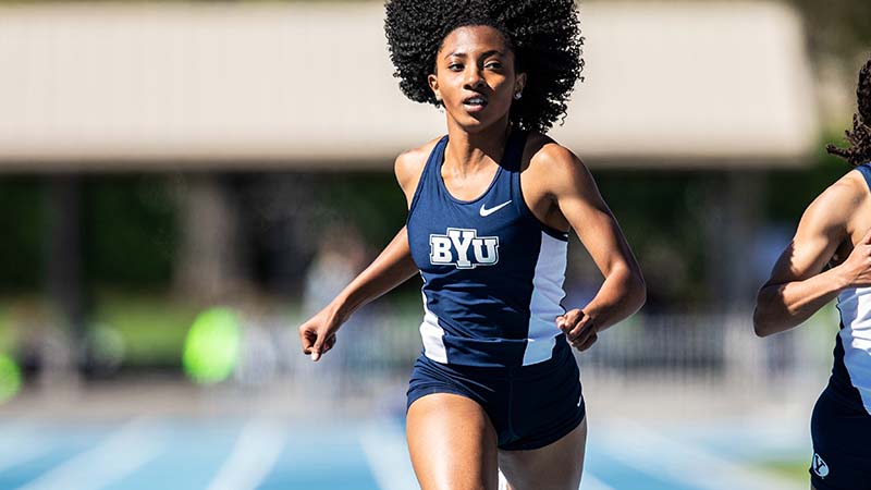 Haley Rogers running in a track meet