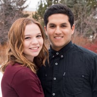 Smiling BYU-Idaho couple outdoors in the winter
